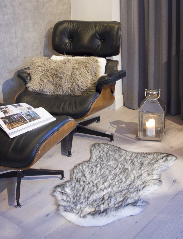 24" X 36" X 1.5" Gradient Grey Faux Sheepskin - Area Rug