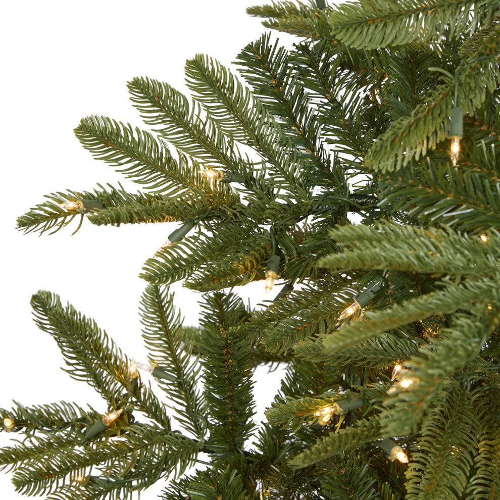 7.5' Layered Washington Spruce Faux Xmas Tree W/Lights & Bendable Branches