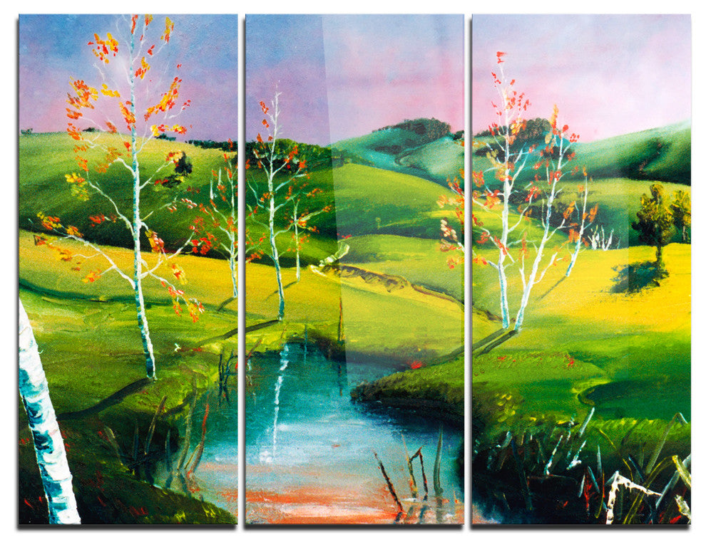 "Endless Green Pastures" Metal Wall Art, 3 Panels, 36"x28"