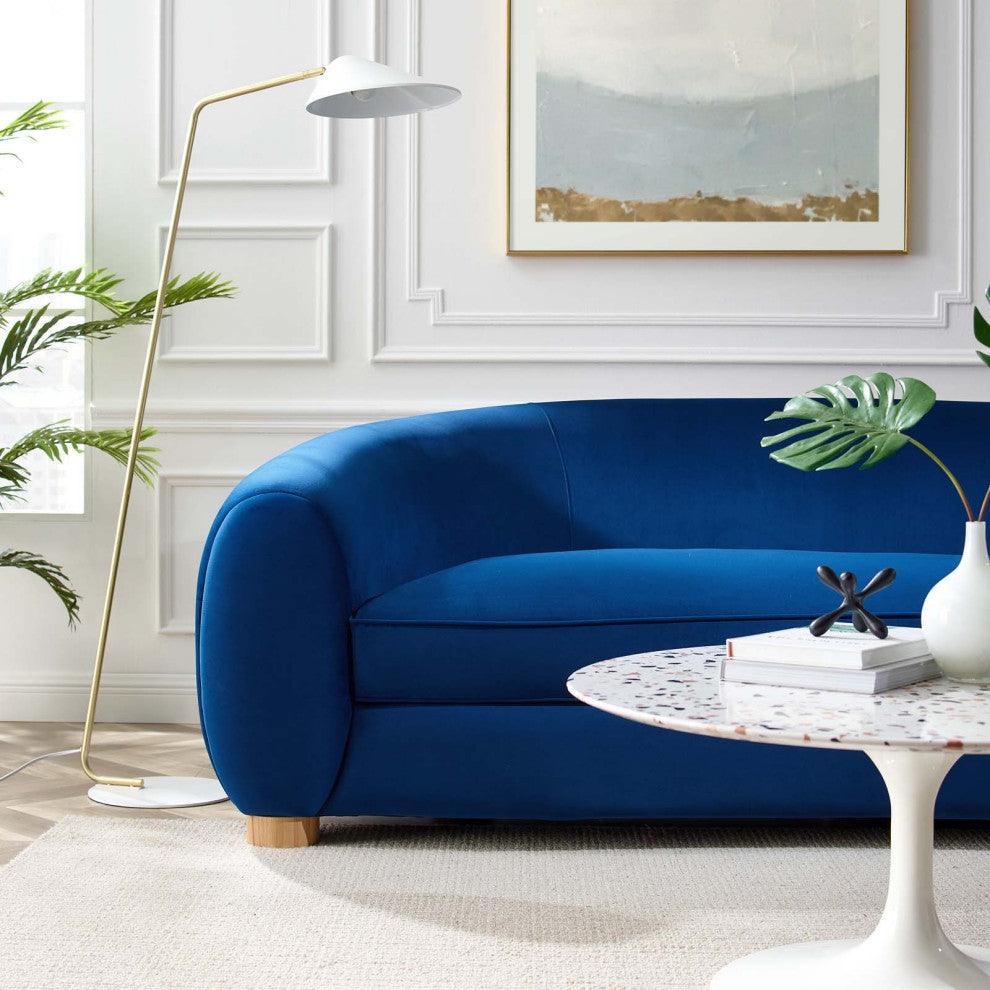 Sofa, Velvet, Blue Navy, Modern, Living Lounge Room Hotel Lobby Hospitality