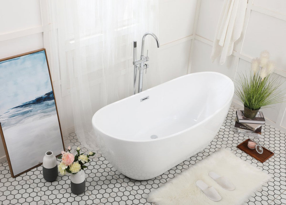 Issac 62" Soaking Bathtub, Glossy White