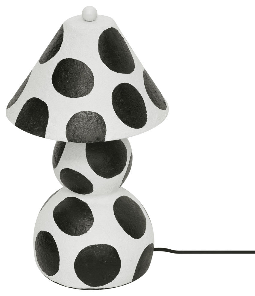Lerici Black and White Papier Mache Table Lamp