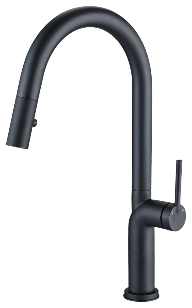 Single Handle Deck Mounted High Arc Pull Down Kitchen Faucet with Deckplate, Mat