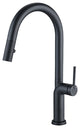 Single Handle Deck Mounted High Arc Pull Down Kitchen Faucet with Deckplate, Mat
