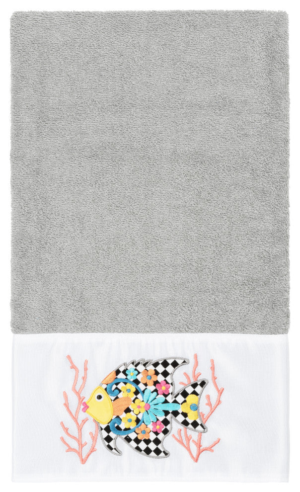 Linum Home Turkish Cotton Feliz 3-Piece Embellished Towel Set, Light Gray