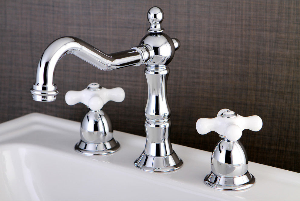 Heritage Two Handle 8" to 14" Widespread Lavatory Faucet with Brass Pop-up