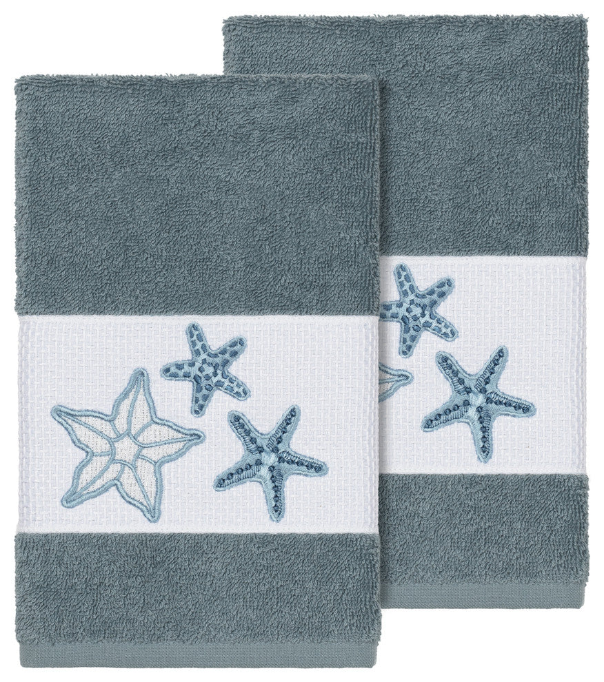 Lydia 2-Piece Embellished Hand Towel Set, Teal