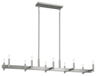 Kichler Erzo 50" 10 Light Linear Chandelier, Satin Nickel, 52614SN