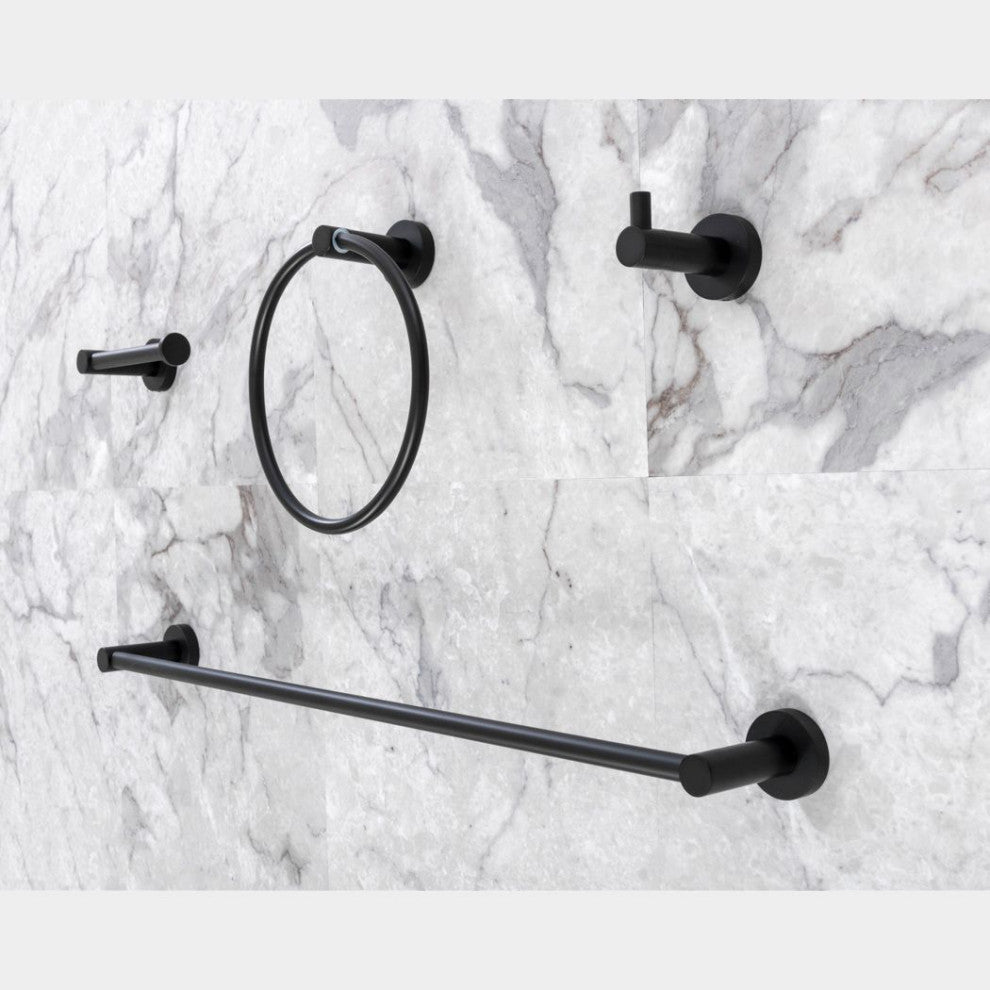 Italia Florence Series 4 Piece Bathroom Accessory Set in Matte Black