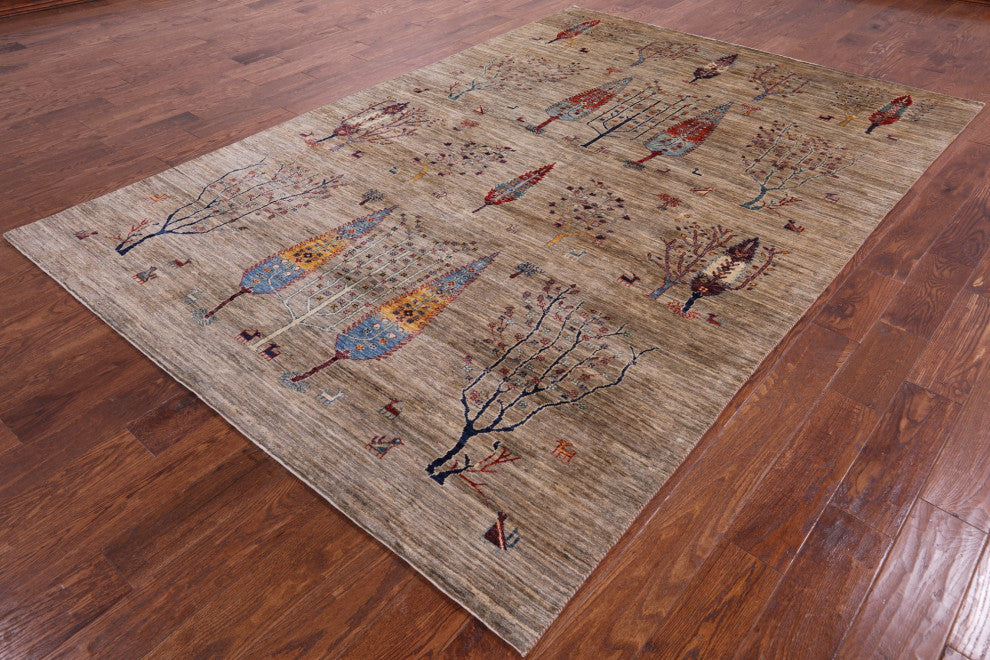 Tribal Persian Gabbeh Hand Knotted Rug 6' 7" X 9' 8" Q5260