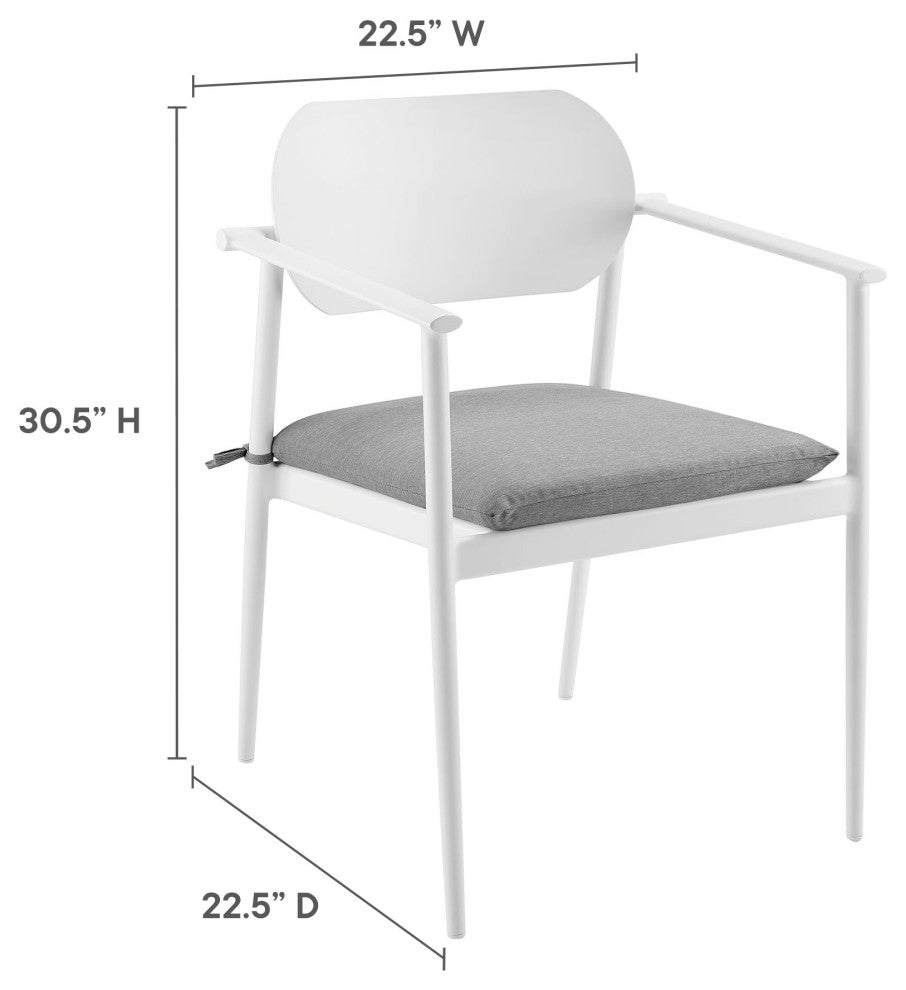 Aeris Stackable Aluminum Dining Armchair Set of 2, White