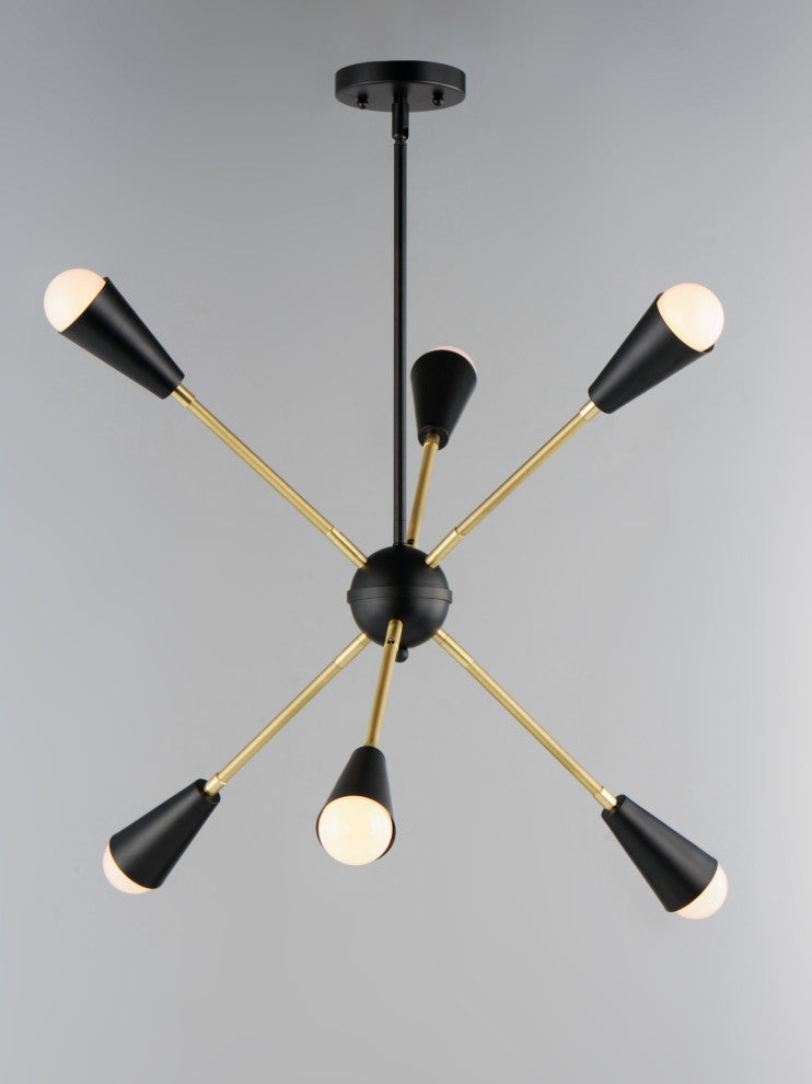 Maxim 11266 Lovell 6 Light 26"W Abstract Sputnik Chandelier - Black / Satin