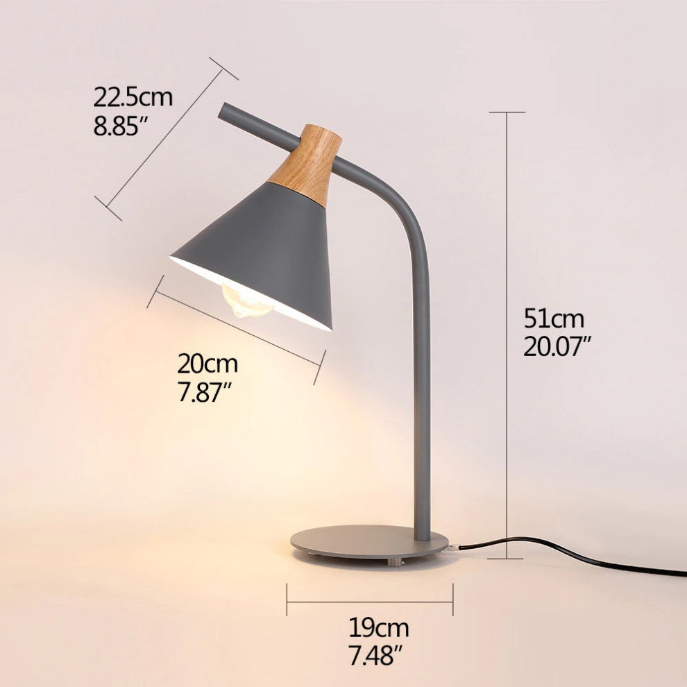 Modern simple iron wood desk lamp for study, bedroom, parlor, bookstore, hotel, G