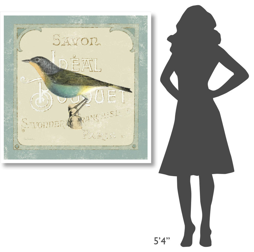 "Parisian Bird II" Digital Paper Print by Sue Schlabach, 42"x42"