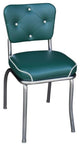 Retro Home Upholstered Tufted Back Dining Chair, Green, Waterfall Seat