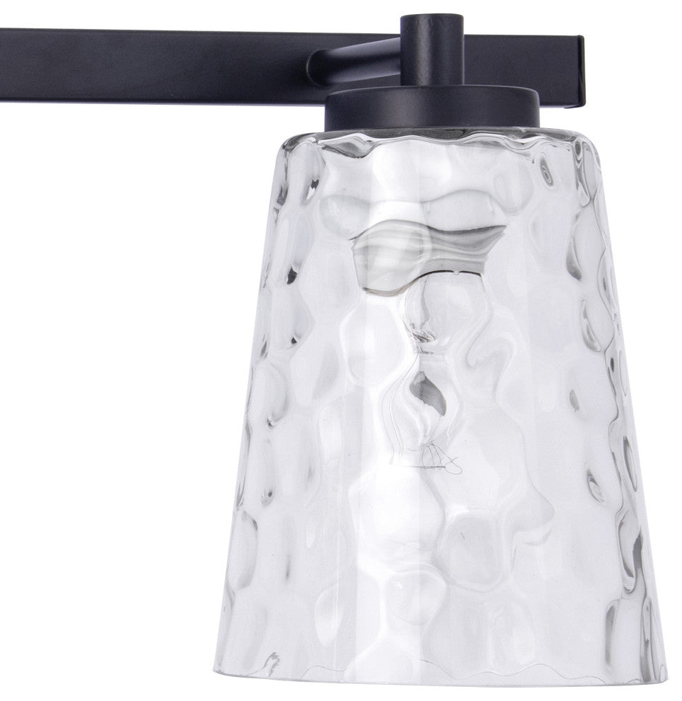 3-Light Modern Black Wall Sconce Vanity Light With Crystal Lampshade