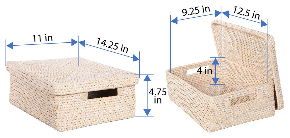 Loma Rattan Storage Box and Shelf Storage Basket, Latte - White Wash