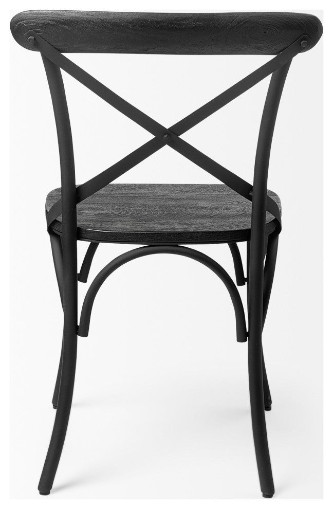 Etienne Black Solid Wood Seat With Black Iron Frame Dining Chair (Set of 2)