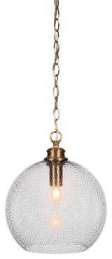 Kimbro 1-Light Chain Hung Pendant, New Age Brass/Smoke Bubble