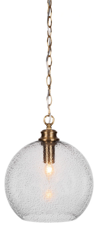 Kimbro 1-Light Chain Hung Pendant, New Age Brass/Smoke Bubble