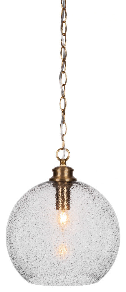 Kimbro 1-Light Chain Hung Pendant, New Age Brass/Smoke Bubble
