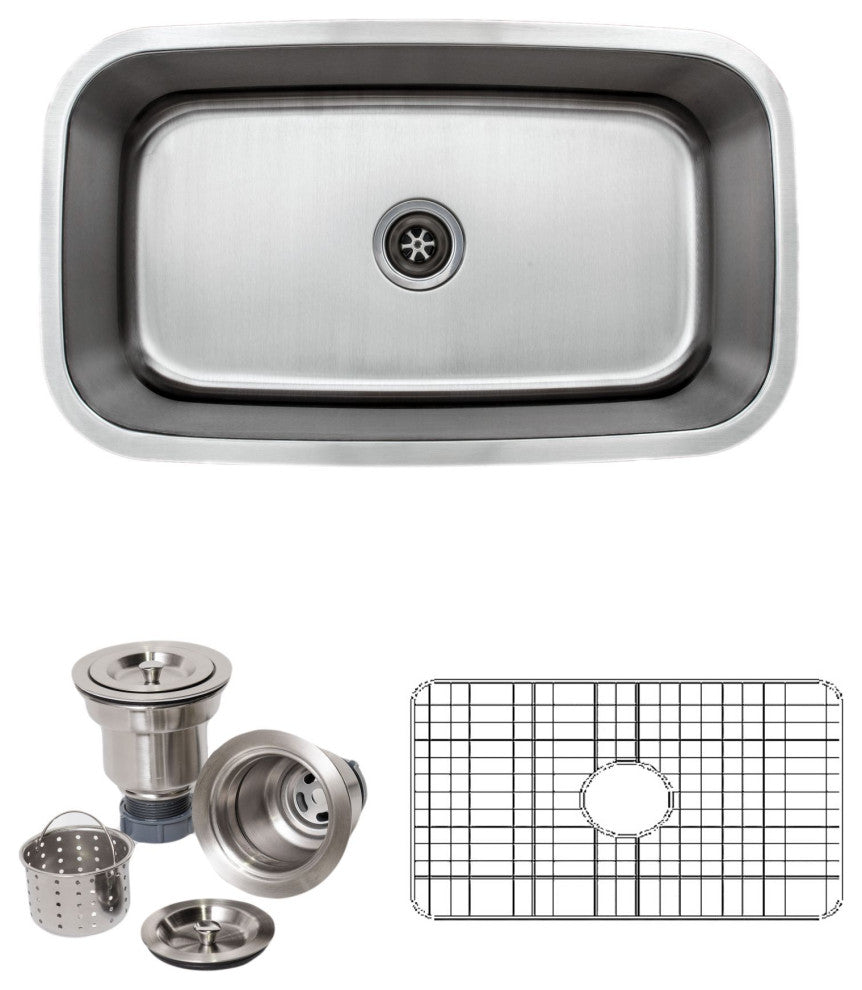 Wells Sinkware 31-inch Single Bowl Sink Pack, 10 Inches Deep, Sink Package