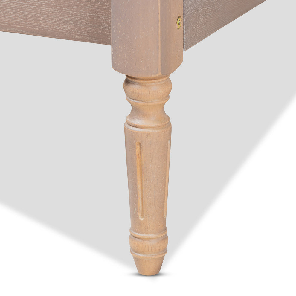 Landry French Bohemian Antique Oak Wood Full Size Platform Bed Frame