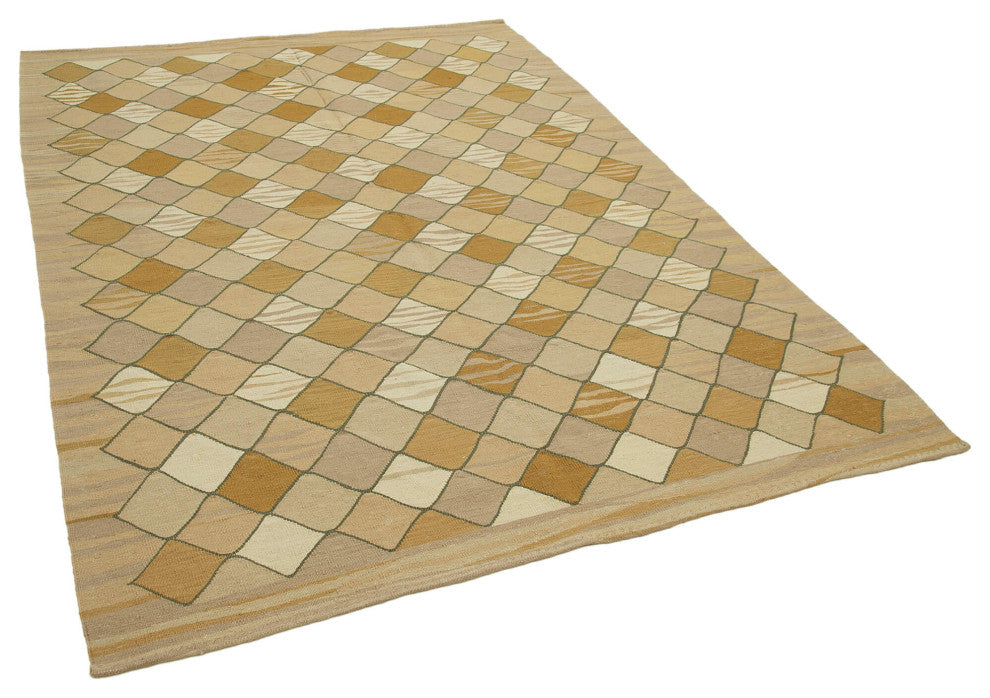 Rug N Carpet - Handwoven Turkish 5' 7'' x 7' 9'' Flatweave Wool Kilim Rug