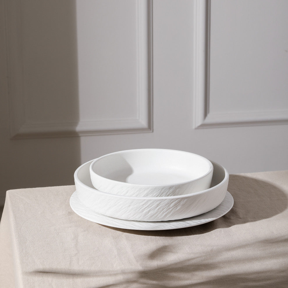 Stone Lain Senso New Bone China 12 Piece Dinnerware Set, White