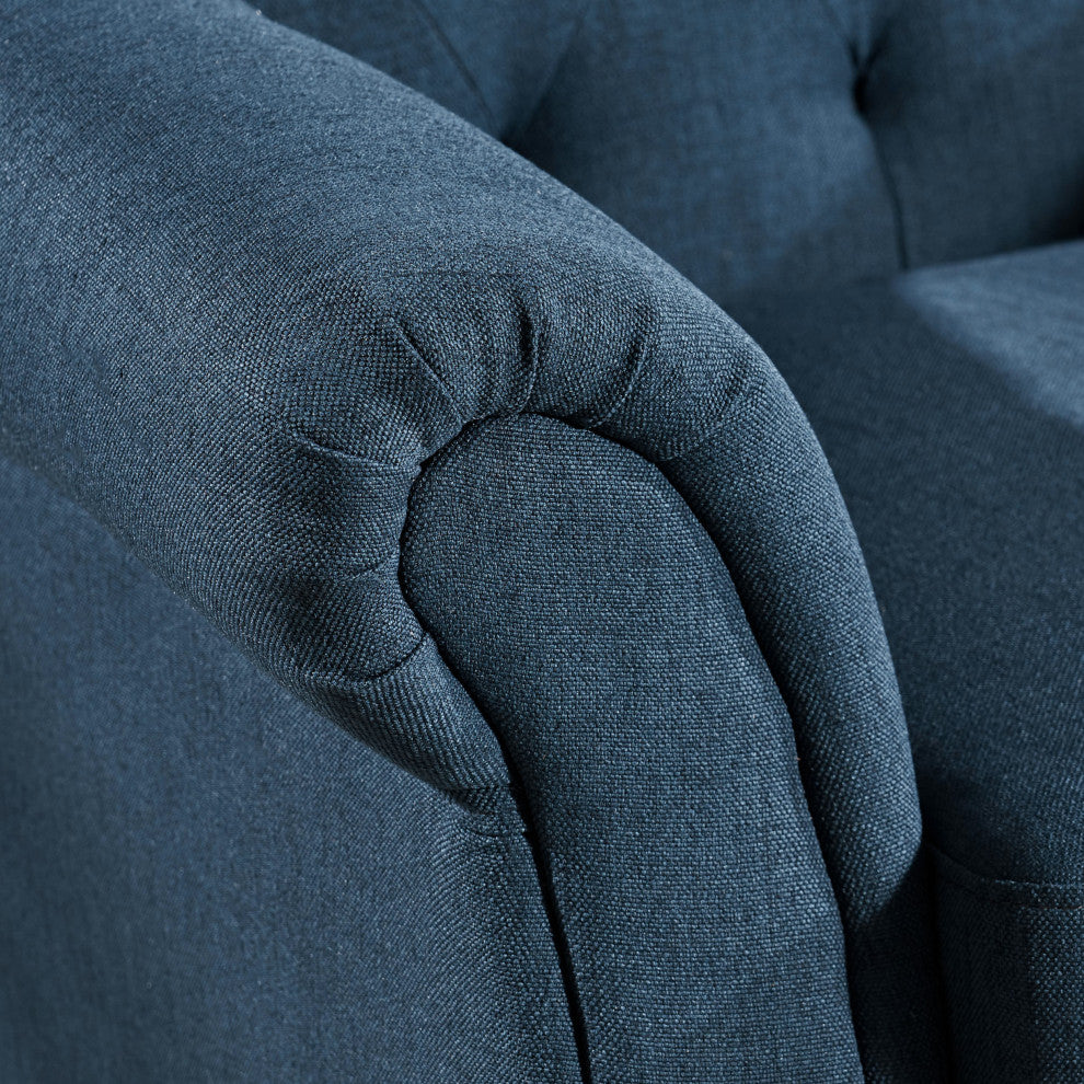 GDF Studio Nowell Contemporary Fabric Tufted Chair, Dark Blue