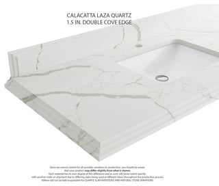 Boston 36" Right Offset Bath Vanity in Fine Grain 1.5" Calacatta Laza