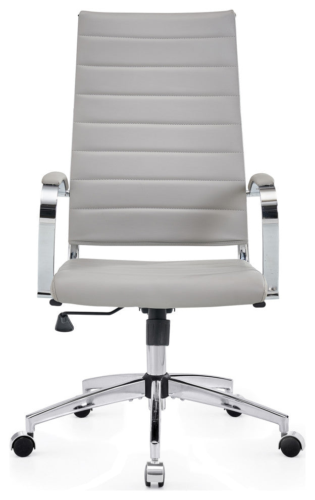 LUXMOD High Back Adjustable Swivel Computer Chair, Grey