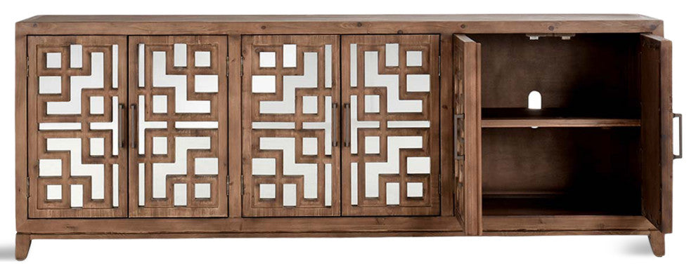 Chestnut Lattice Mirrored Sideboard