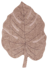 Monstera Leaf Machine Washable Kids Rug, Vintage Nude/Olive
