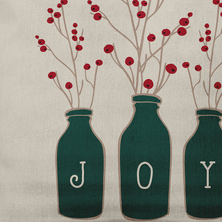 Christmas Green Colored Joy Christmas Polyester Throw Pillow, 26"x26"