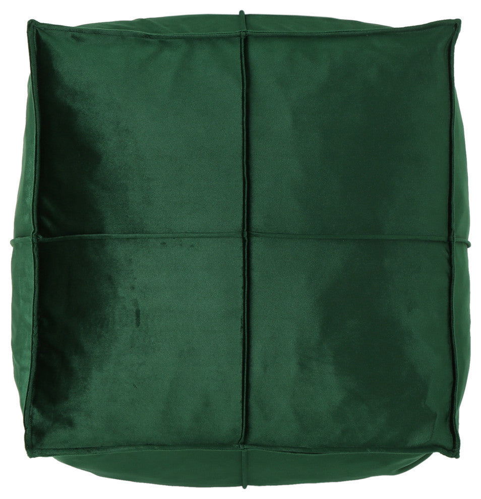 GDF Studio Cytheria Velvet Square Bean Bag Ottoman, Emerald