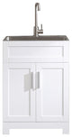 34" Tall Wood 2-door Laundry Tub Cabinet with Sink and Faucet