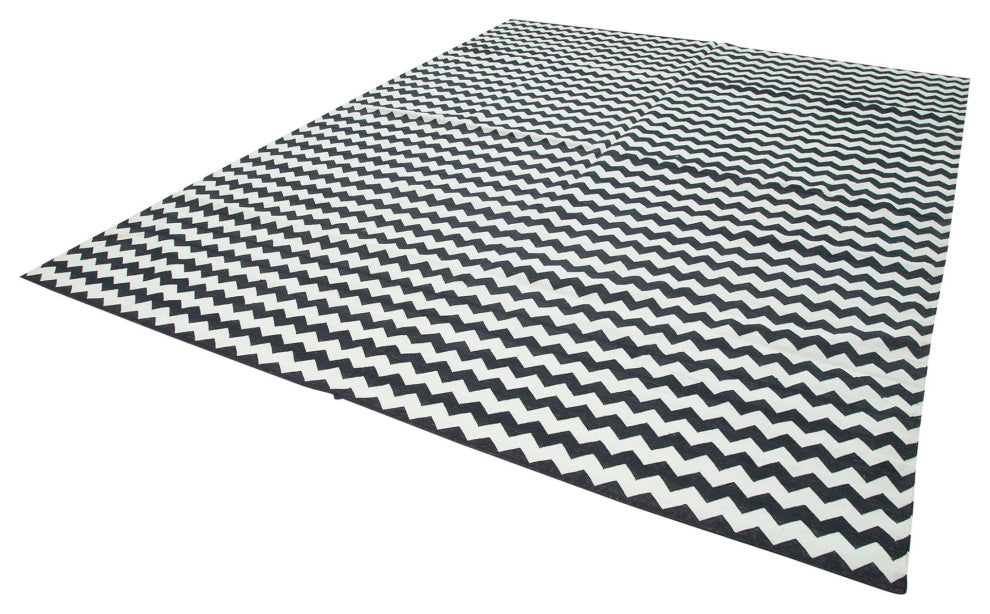 Rug N Carpet - Handmade Wool 8' 11'' x 11' 8'' Modern Design Dhurrie Kilim Rug