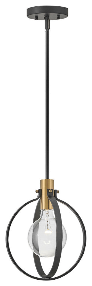 Lark Cirque 10" Single Orb Pendant, Black + Lacquered Brass