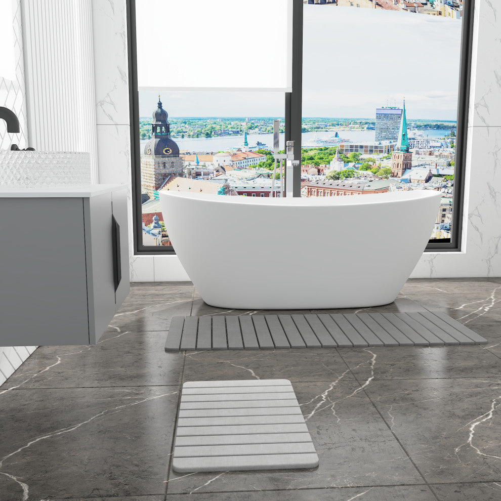 Diatomite Quick-Dry Stone Bath Mat Set, Gray, X-Large/Medium Mats