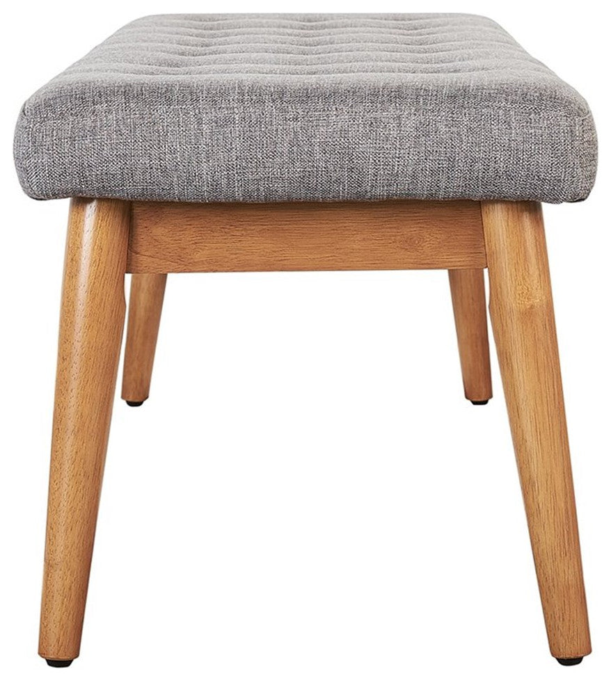 Bowery Hill 16.88" Wood/Fabric Tufted Entryway Bench in Acorn Brown/Gray