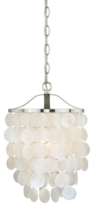 Vaxcel Elsa Capiz Shell 10.5" Mini Pendant, Satin Nickel
