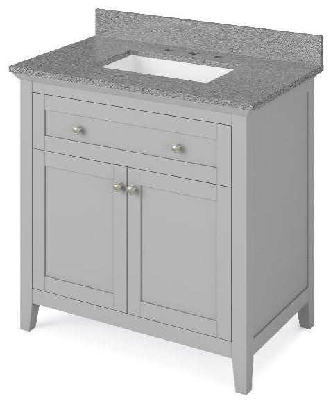 Chatham Traditional 36" Grey Single Sink Vanity, Steel Grey Cultured Marble Vani