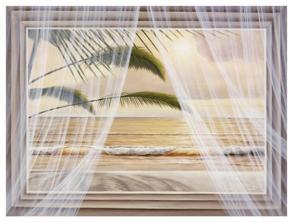"Framed Surf & Palm View" Digital Paper Print by Diane Romanello, 34"x26"