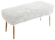 Layla Vanity Bench, White Faux Fur