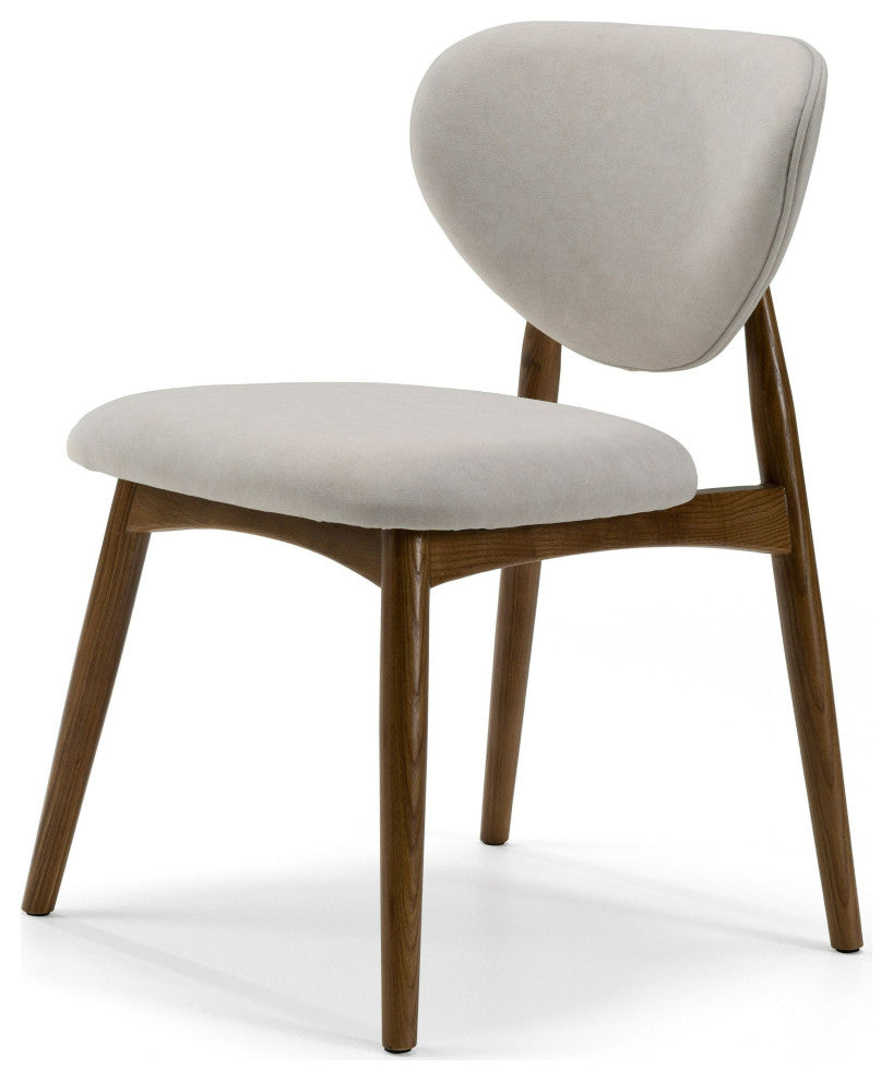 Modrest Savannah Mid-Century Modern Grey Fabric, Walnut Dining Chair