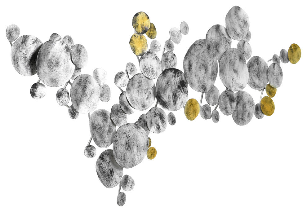 Hand Painted Etched Metal Wall Sculpture, Multi Color, Flying Discs