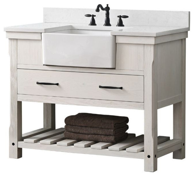 Wesley 42" Bathroom Vanity, White Wash