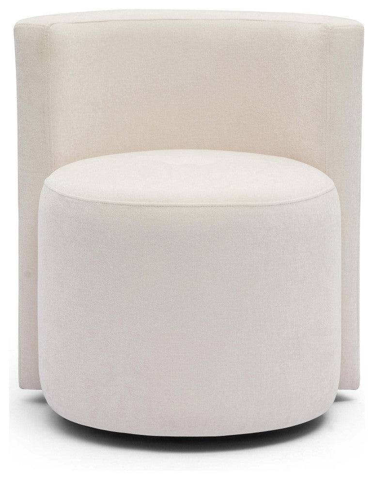 Alyssa Chenille Rolling Desk Chair, Cream Upcycled Velvet