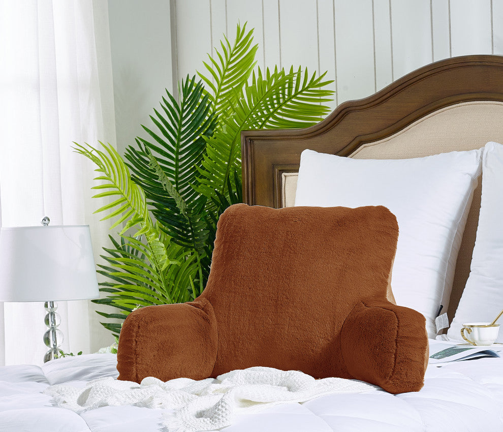 Solid Faux Fur Bedrest, Umber